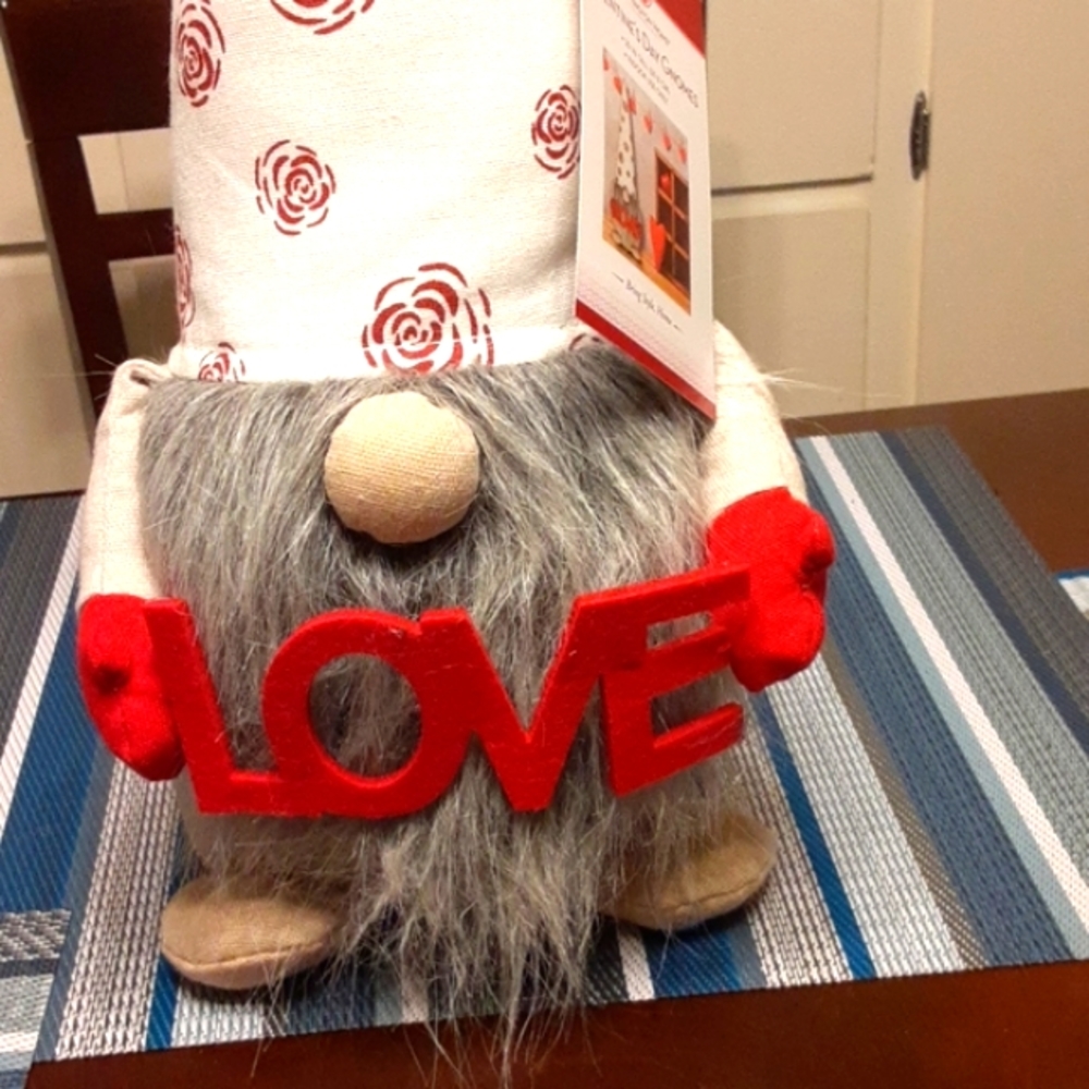 Valentines Day Gnome Plush 20" Tall Huntington Home New